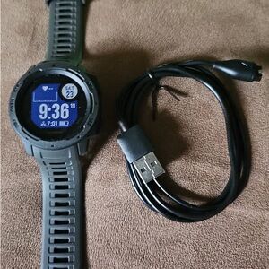 Garmin Black Digital Watch with USB Cable
